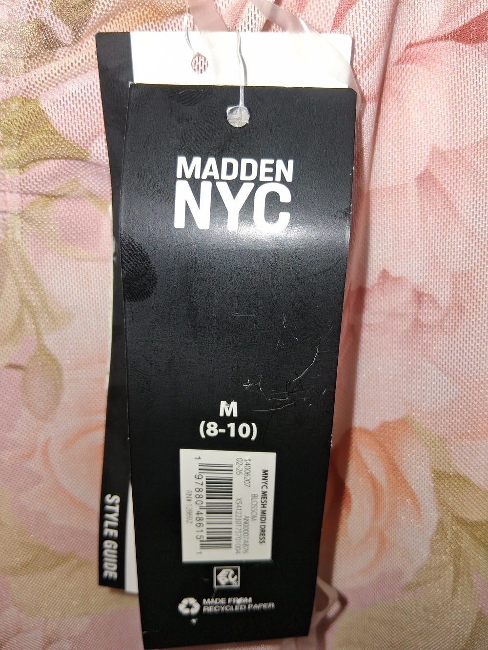 Womens NWT'S Madden  NYCFloral Pink Slip Dress with Spaghetti Straps Size M 8-10 - Picture 4 of 4